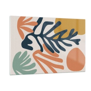 Glasbild - Bild auf glas - Farbenfrohe Grafiken mit Pflanzen- und Korallenmotiven - 120x80cm - Korallenmeere - Moderne Wanddekoration für Wohnzimmer und Schlafzimmer ARTTOR