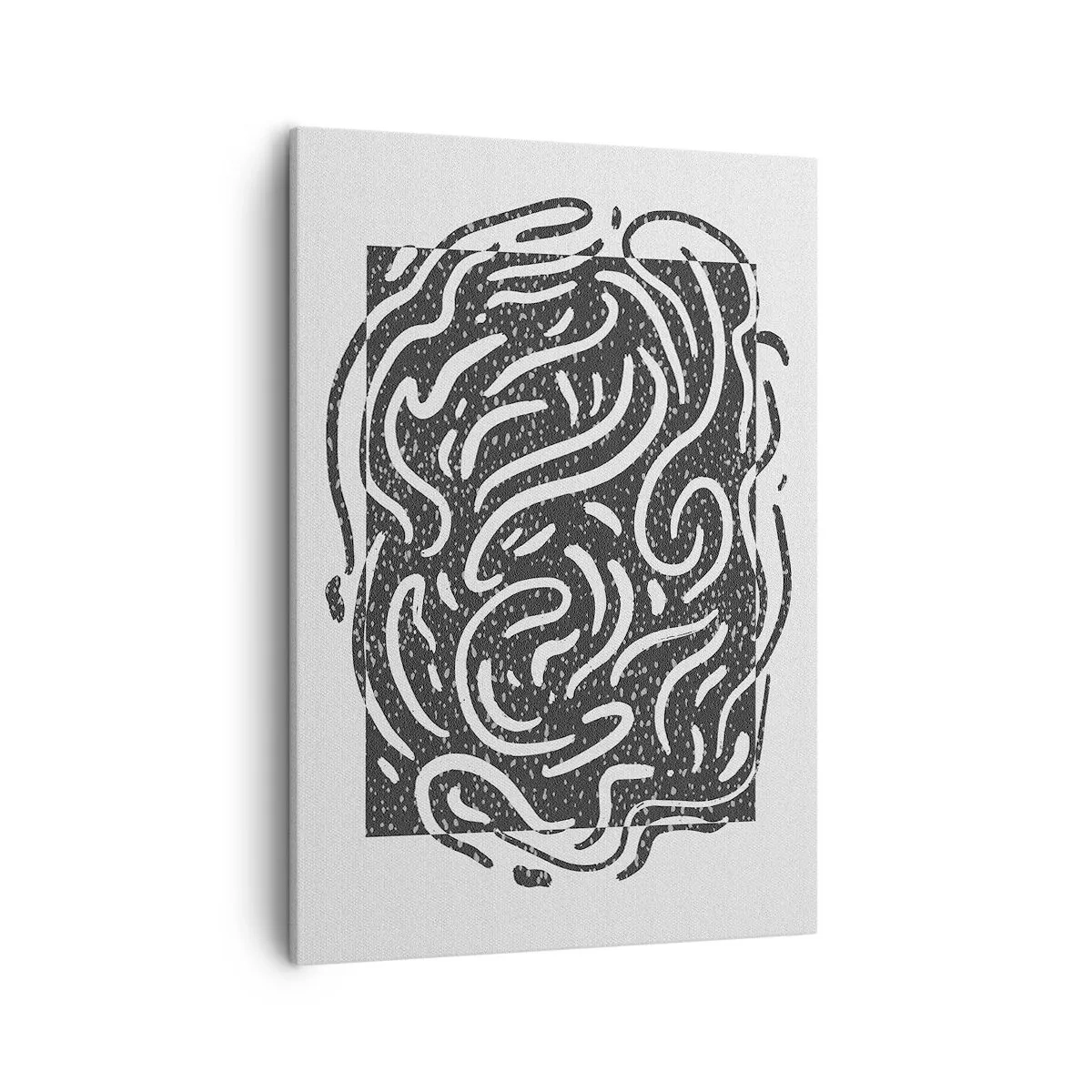 Bild auf Leinwand - Leinwandbild - Schwarz-Weiß-Abstraktion im geometrischen Stil - 50x70cm - Abstraktion: Freudentanz - Moderne Wanddekoration für Wohnzimmer und Schlafzimmer ARTTOR