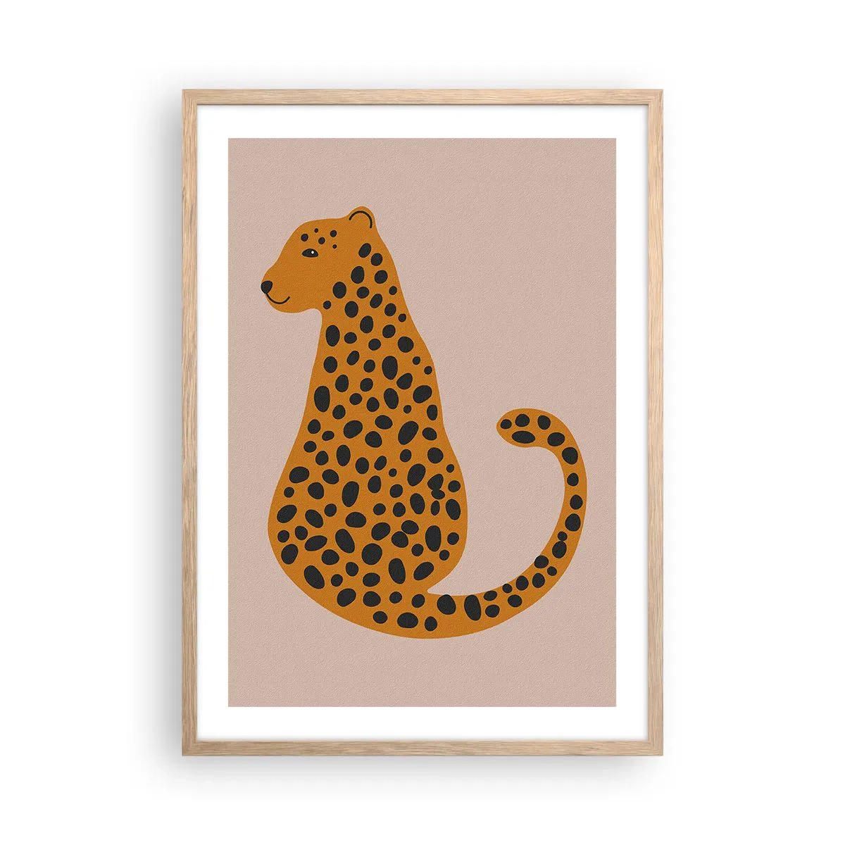Poster in einem Rahmen aus heller Eiche - Leopardenmuster ist ein modisches Muster - 50x70 cm