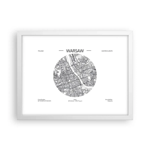 Poster in einem weißen Rahmen - Anatomie von Warschau - 40x30 cm