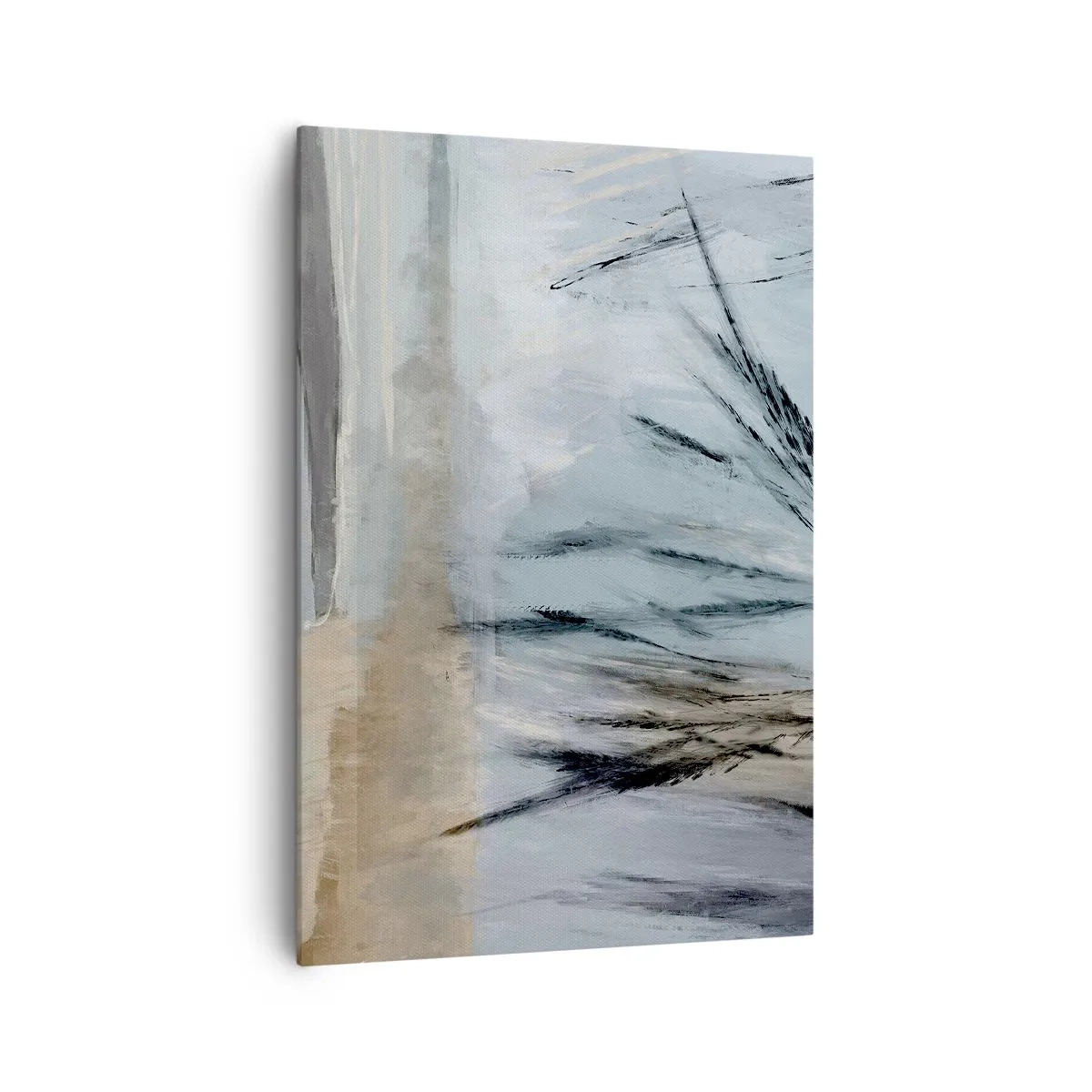 Bild auf Leinwand - Leinwandbild - Eine malerische Winterlandschaft mit Feldern und Gräsern - 70x100cm - Winterfelder - Moderne Wanddekoration für Wohnzimmer und Schlafzimmer ARTTOR