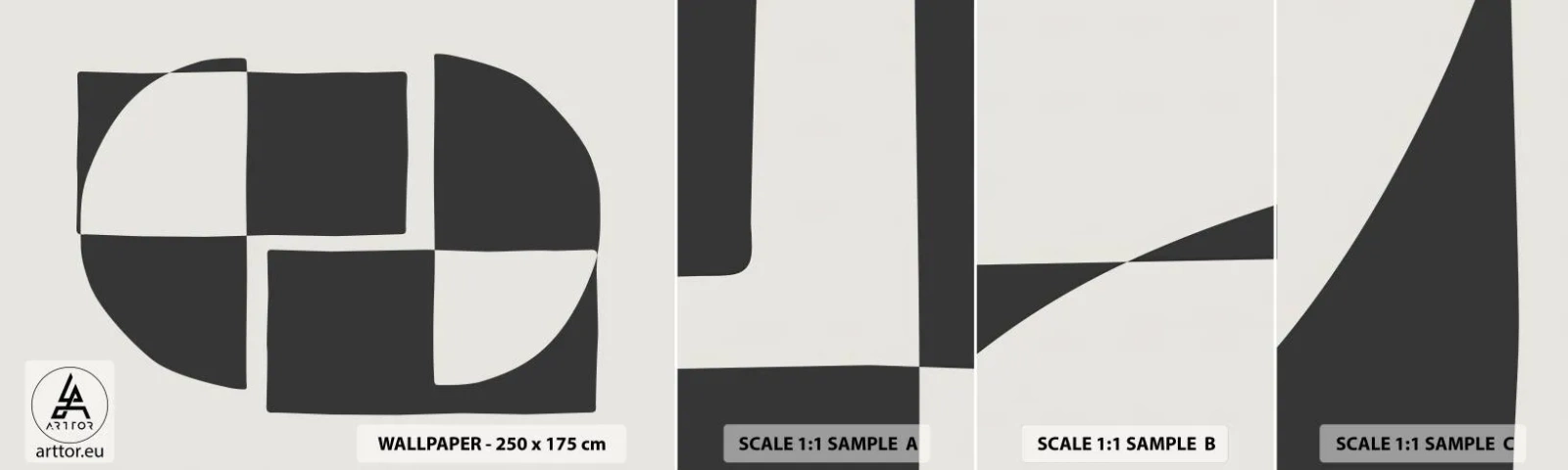 Fototapeten Muster Selbstklebend Deluxe Sticker - Antithese - Synthese - Abstraktion, Stück, Schwarz und weiß - 100x30 cm