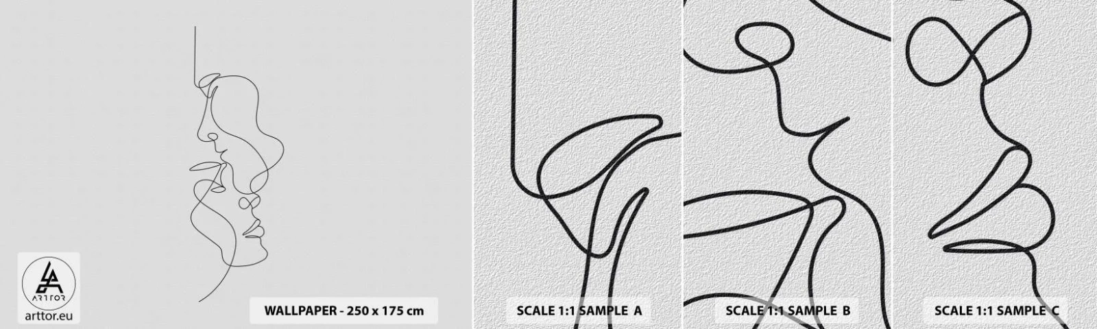 Fototapeten Muster Selbstklebend Deluxe Sticker - Die Hitze bitterer Begierden - Grafik, Verliebtes Pärchen, Kuss - 100x30 cm