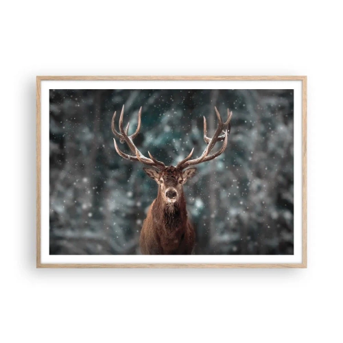 Poster in einem Rahmen aus heller Eiche - Gekrönter König des Waldes - 100x70 cm