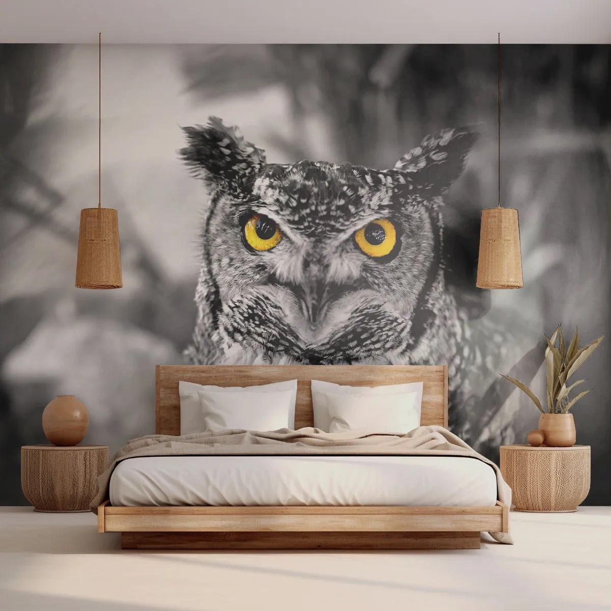 Fototapete Standard Eco - Nichts wird sich verstecken - Vögel, Eule, Natur - 400x280 cm