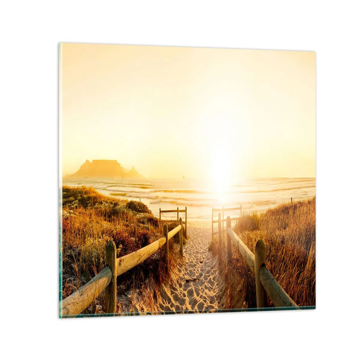 Glasbild - Bild auf glas - Über die Düne, der Sonne entgegen - 60x60 cm