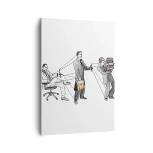 Bild auf Leinwand - Leinwandbild - Eine Illustration, die zeigt, wie Menschen wie Marionetten kontrolliert werden. - 50x70cm - Jeder hat seinen Meister - Moderne Wanddekoration für Wohnzimmer und Schlafzimmer ARTTOR