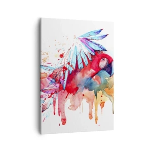 Bild auf Leinwand - Leinwandbild - Ein Papagei im künstlerischen Aquarellstil - 50x70cm - Bunte Papageien - Moderne Wanddekoration für Wohnzimmer und Schlafzimmer ARTTOR