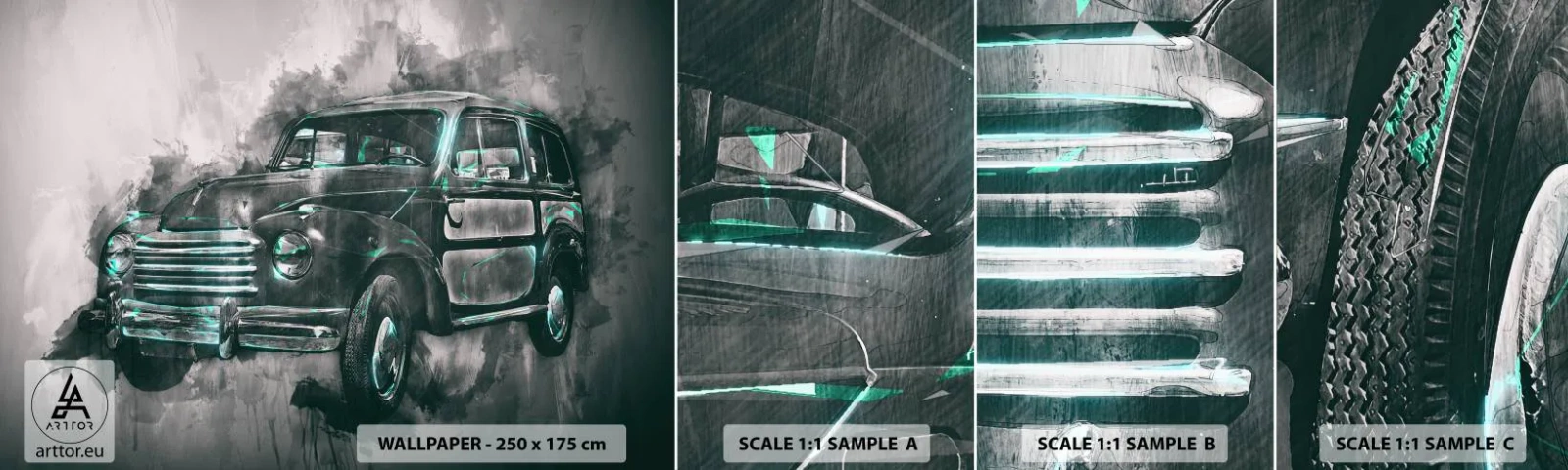 Fototapeten Muster Selbstklebend Deluxe Sticker - Geehrter Vorfahr - Retro-Auto, Automobil, Reise - 100x30 cm