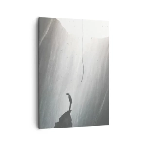 Bild auf Leinwand - Leinwandbild - Silhouette eines Mannes auf dem Boden einer Höhle mit Blick auf das Licht - 50x70cm - Es gibt immer einen Ausweg - Moderne Wanddekoration für Wohnzimmer und Schlafzimmer ARTTOR