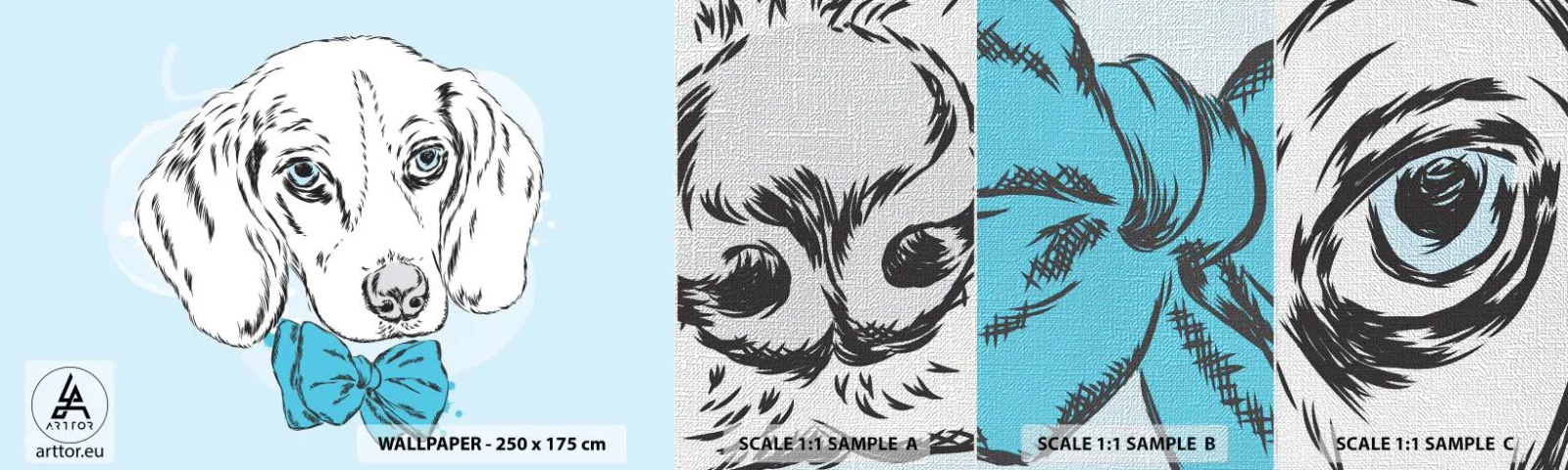 Fototapeten Muster Premium Canvas - Hunde-Eleganz - Abstraktion, Hund, Für Kinder - 100x30 cm