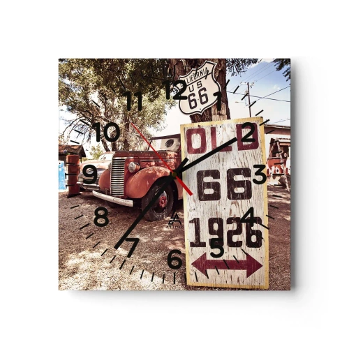 Wanduhr - Glasuhr - Die Legende der amerikanischen Provinz - 40x40 cm