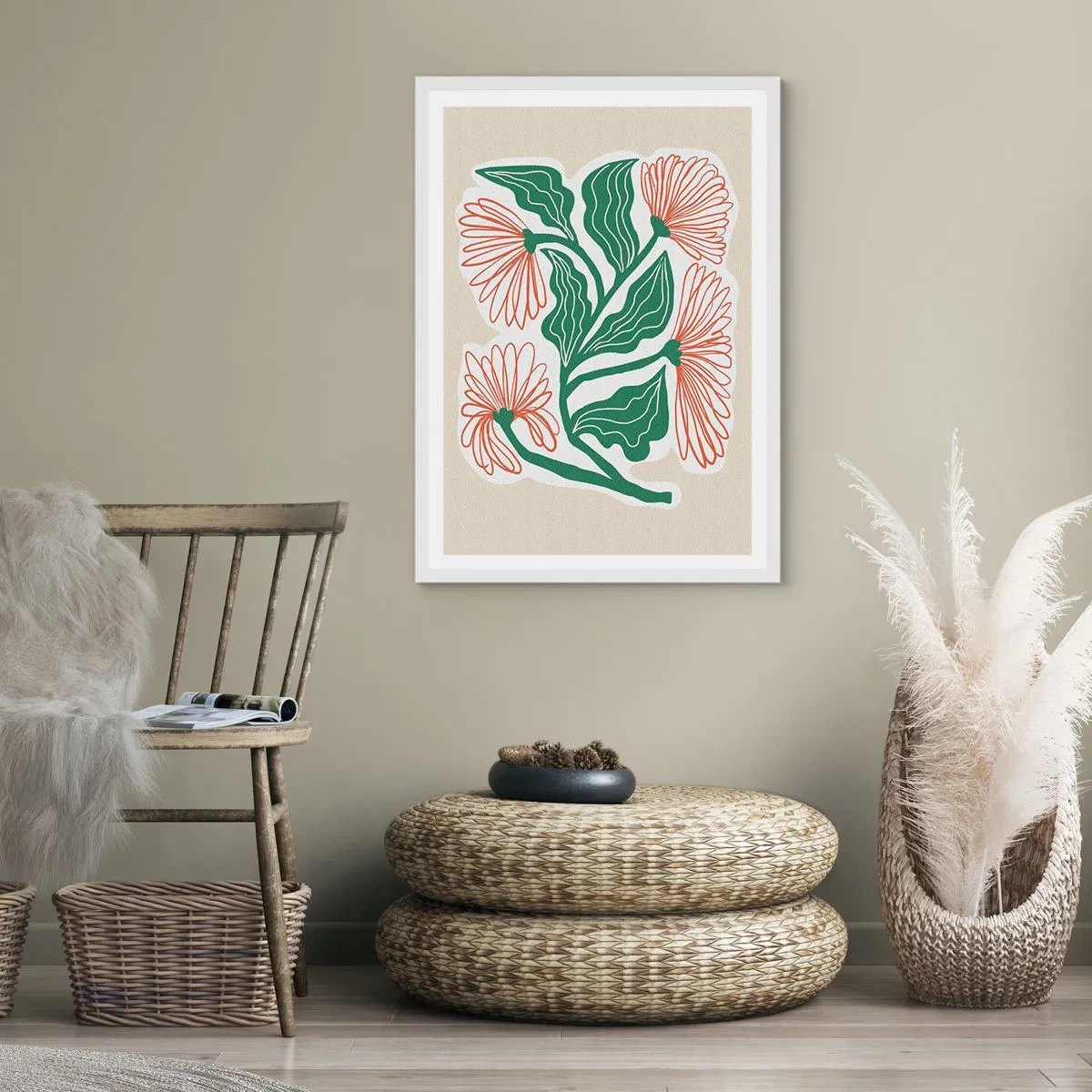 Poster in einem weißen Rahmen - Im Folkstil und modern - 61x91 cm