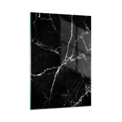 Glasbild - Bild auf glas - Schwarze Marmoroberfläche mit hellen Adern - 50x70cm - Geheimleben des Steins - Moderne Wanddekoration für Wohnzimmer und Schlafzimmer ARTTOR