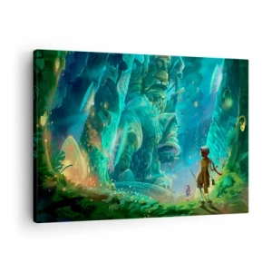 Bild auf Leinwand - Leinwandbild - Zauberwald mit Entdeckercharakter - 70x50cm - Aus dem großen Märchenbuch - Moderne Wanddekoration für Wohnzimmer und Schlafzimmer ARTTOR