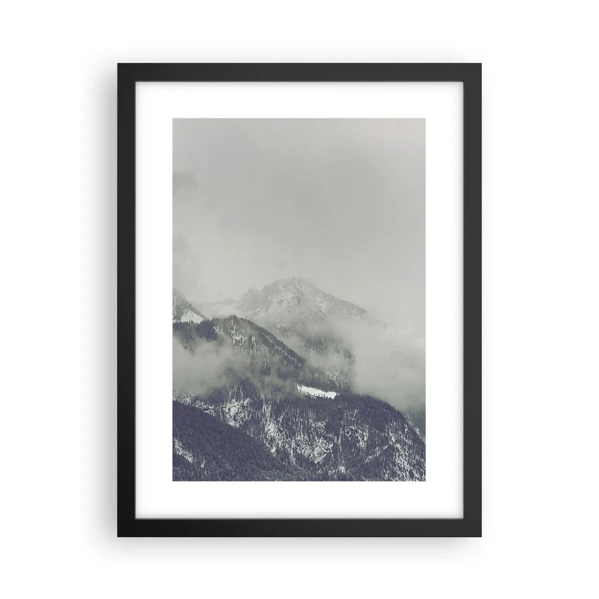 Poster in einem schwarzem Rahmen - Nebliges Tal - 30x40 cm