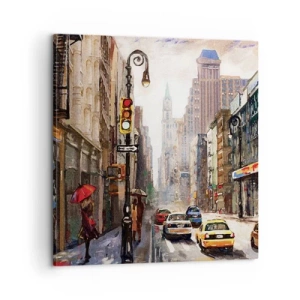 Bild auf Leinwand - Leinwandbild - New York - auch im Regen bunt - 60x60 cm