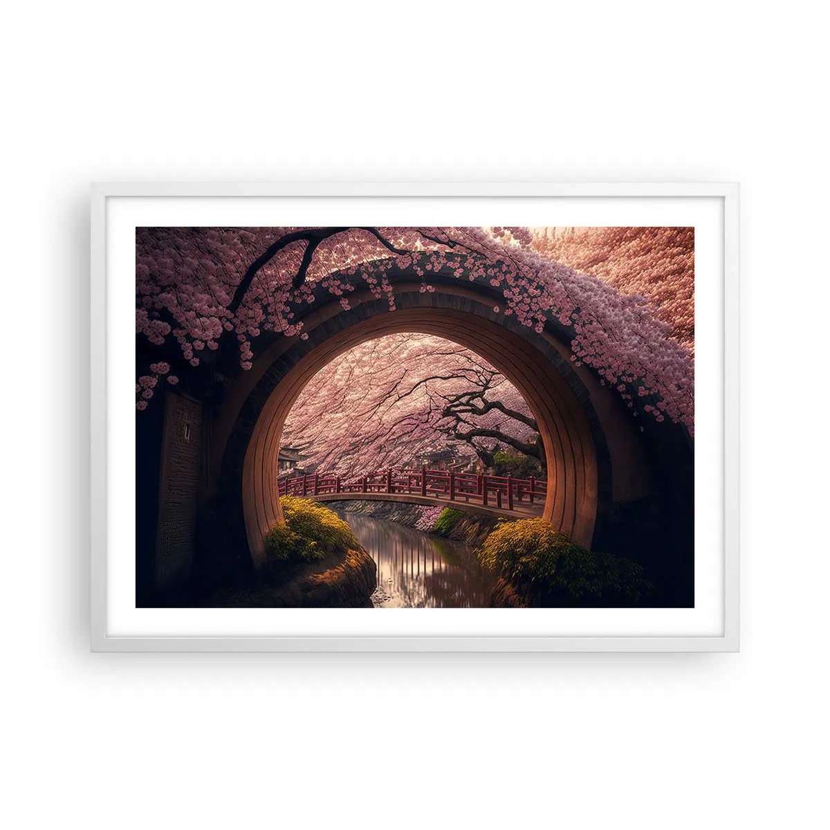 Poster in einem weißen Rahmen - Japanischer Frühling - 70x50 cm