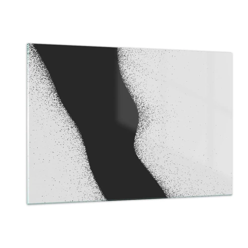 Glasbild - Bild auf glas - Minimalistische Schwarz-Weiß-Abstraktion mit einem Punktverlauf - 120x80cm - Flüssiges Gleichgewicht - Moderne Wanddekoration für Wohnzimmer und Schlafzimmer ARTTOR