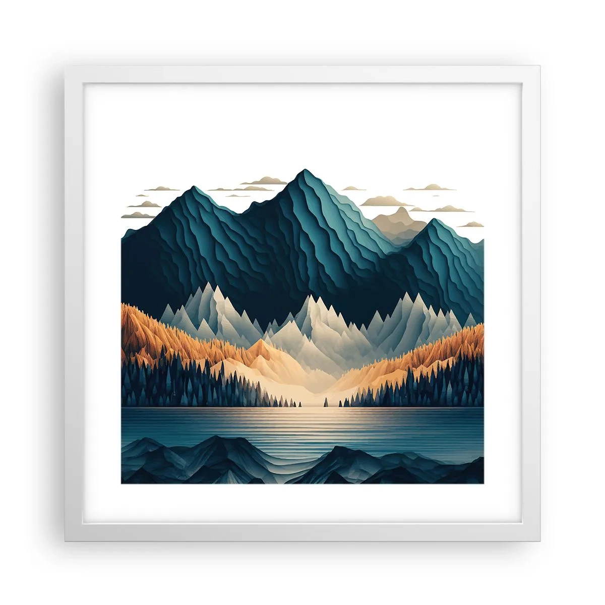 Poster in einem weißen Rahmen - Perfekte Berglandschaft - 40x40 cm