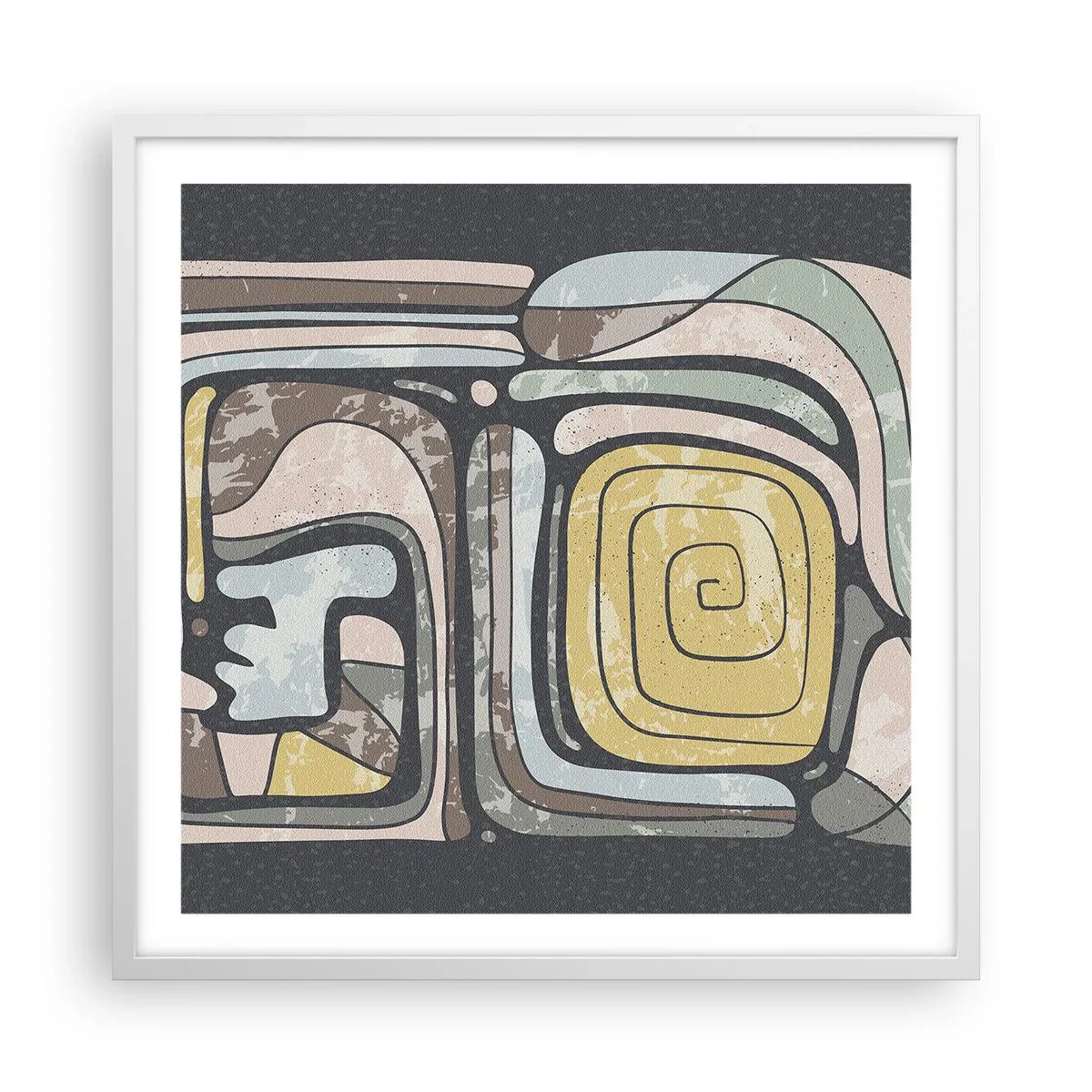 Poster in einem weißen Rahmen - Abstraktion im präkolumbianischen Geist - 60x60 cm