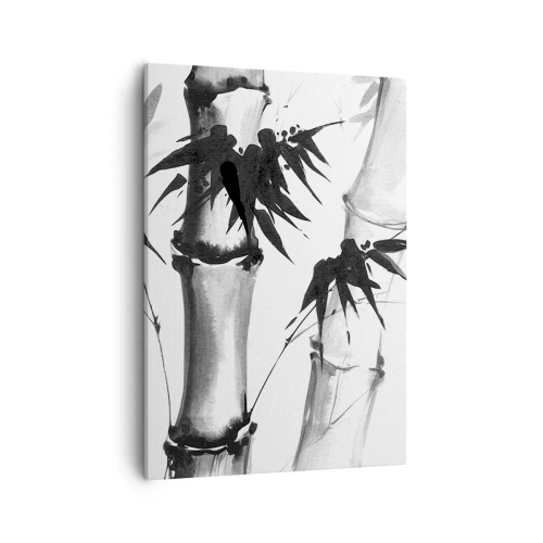 Bild auf Leinwand - Leinwandbild - Aquarell-Bambus im japanischen Stil auf weißem Hintergrund - 50x70cm - Dem Orient ganz nah - Moderne Wanddekoration für Wohnzimmer und Schlafzimmer ARTTOR