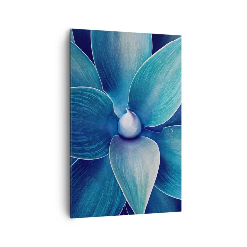 Bild auf Leinwand - Leinwandbild - Nahaufnahme einer abstrakten Blume in Blautönen - 80x120cm - Bläulich vom Himmel - Moderne Wanddekoration für Wohnzimmer und Schlafzimmer ARTTOR