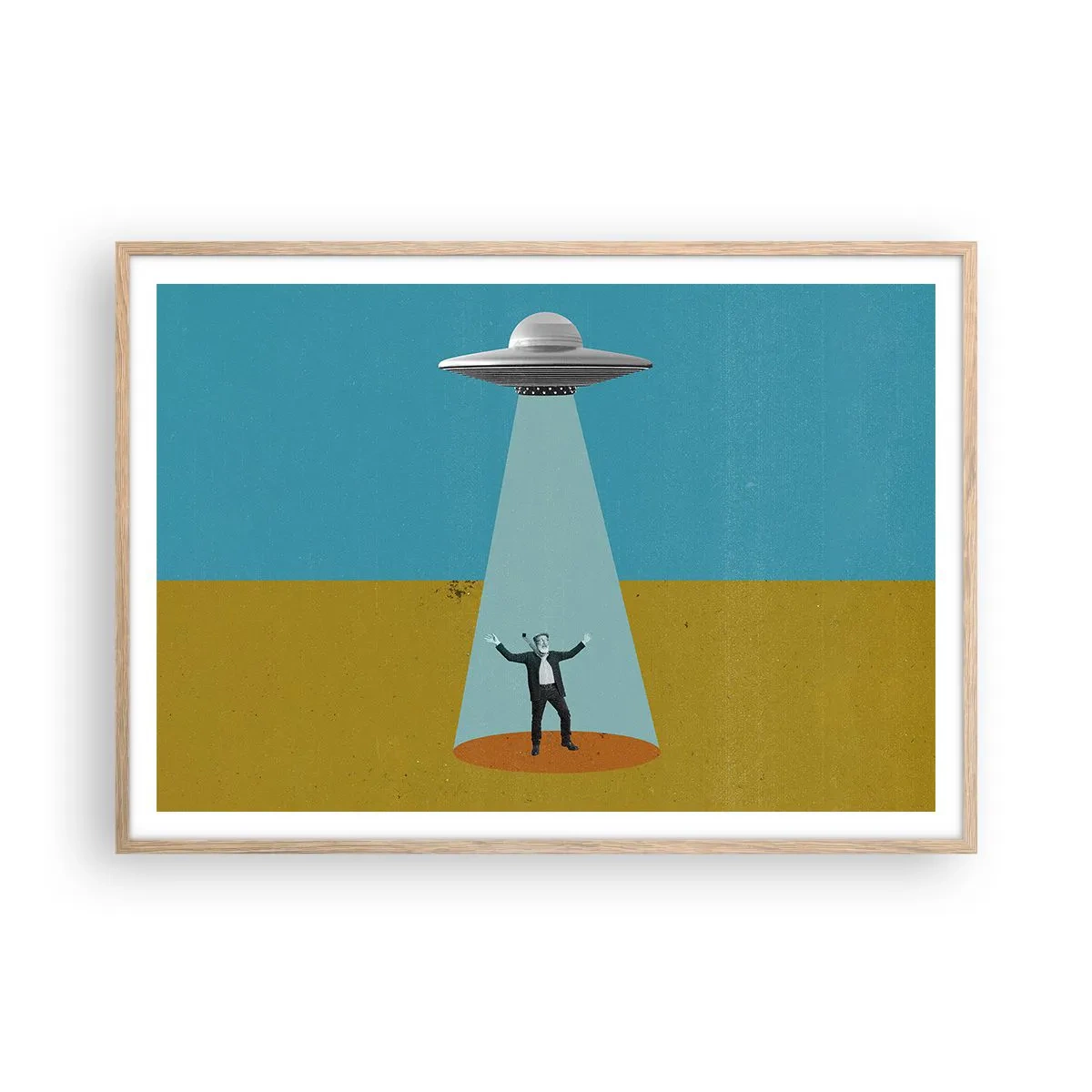 Poster in einem Rahmen aus heller Eiche - Nahe Begegnung - 100x70 cm