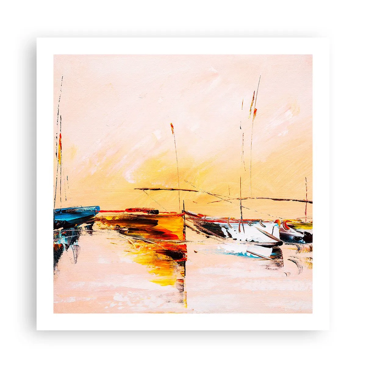 Poster - Abend im Yachthafen - 60x60 cm