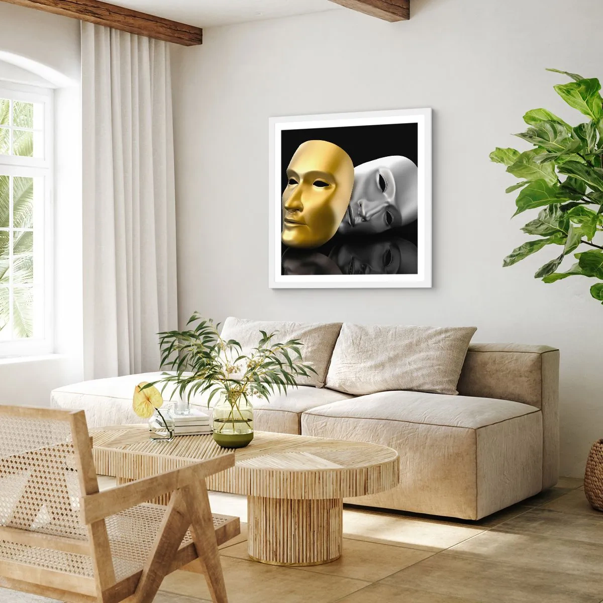 Poster in einem weißen Rahmen - Das Leben ist wie ein Theater - 30x30 cm