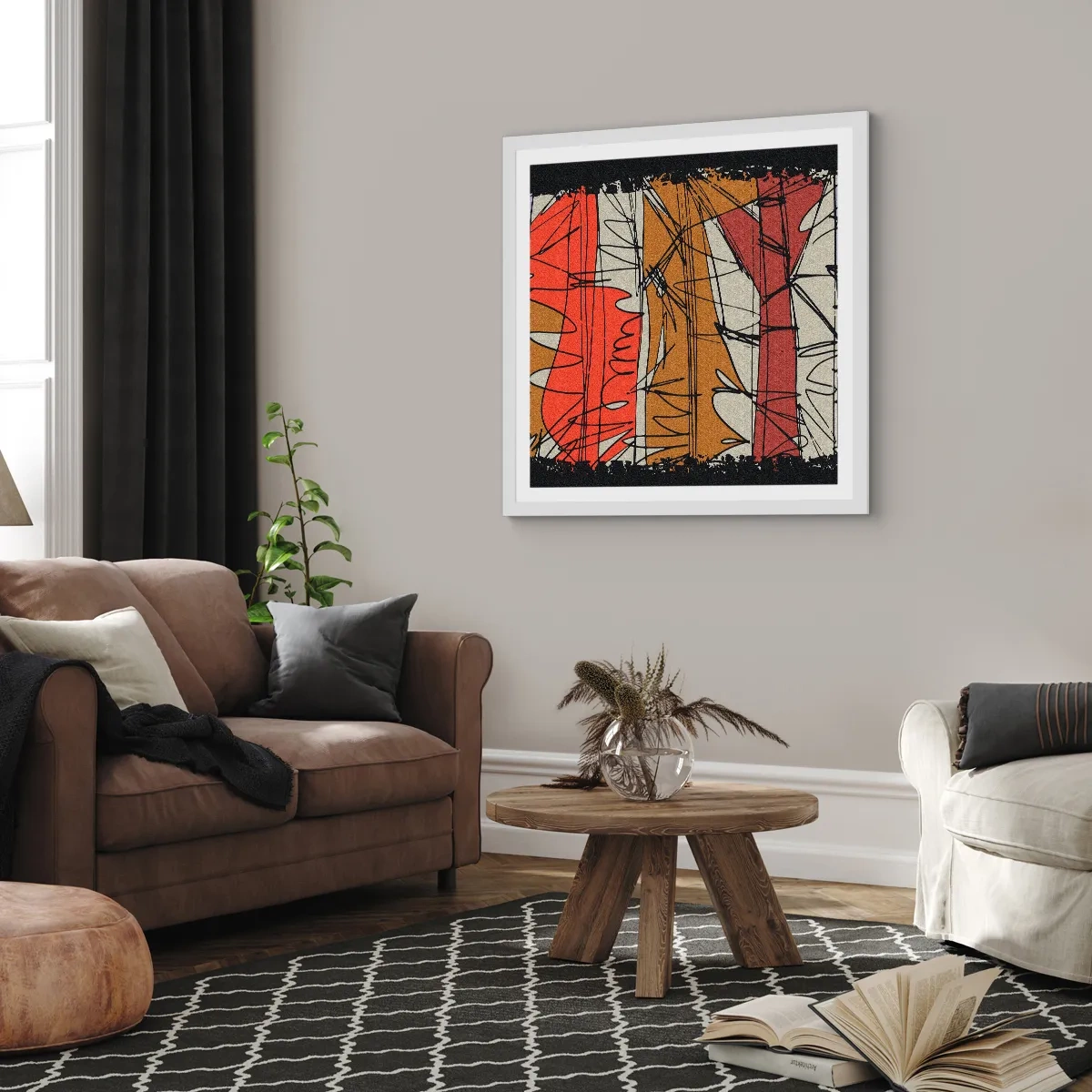 Poster in einem weißen Rahmen - Spontane Komposition - 60x60 cm