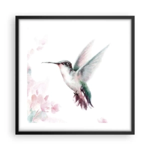 Poster in einem schwarzem Rahmen - Im Flattern gehalten - 50x50 cm