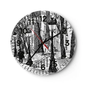 Wanduhr - Glasuhr - Liebesgeschichte oder Horrorgeschichte? - 30x30 cm