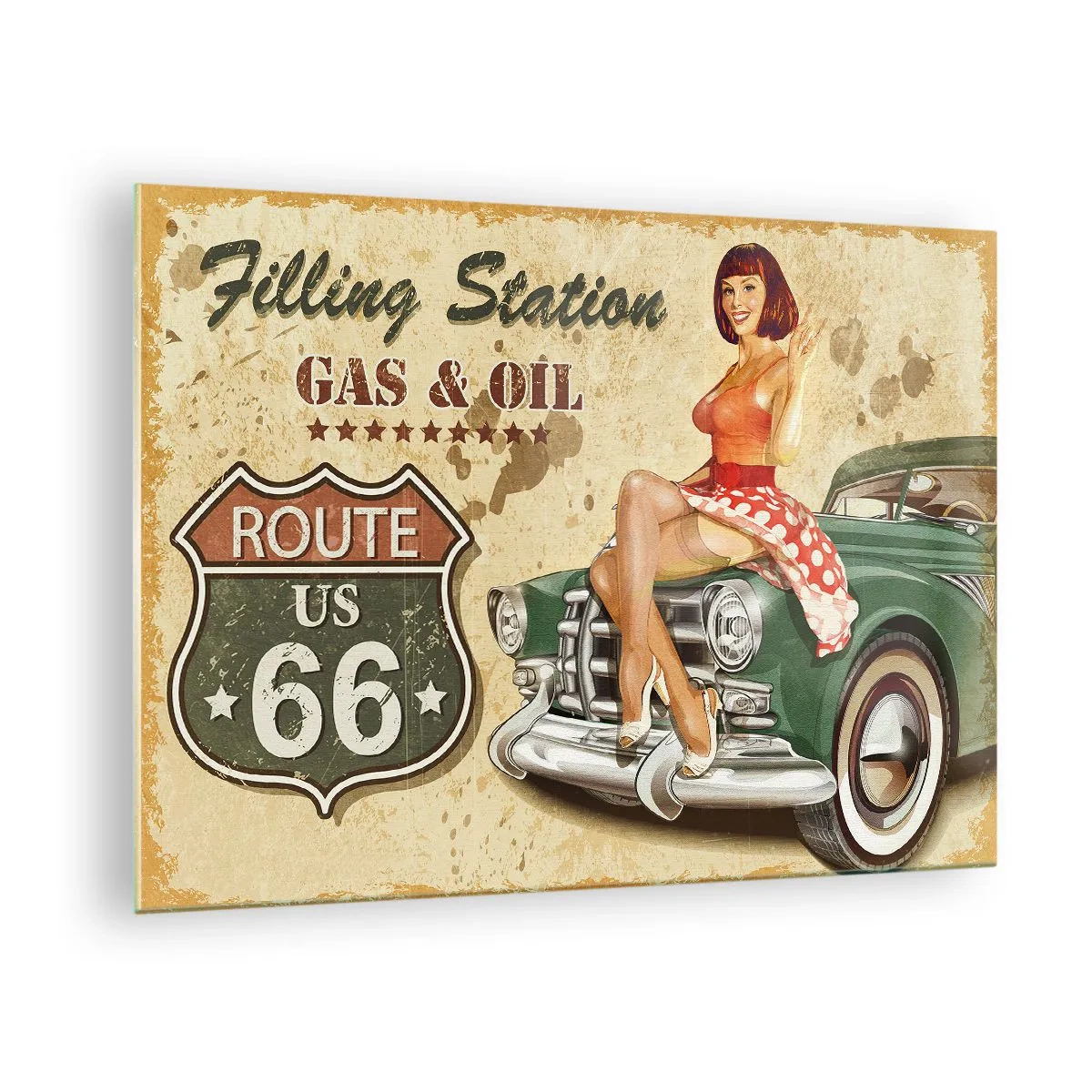 Glasbild - Bild auf glas - Die wunderbaren 40er - 70x50cm - Die großen Jahre der 40er. - Moderne Wanddekoration für Wohnzimmer und Schlafzimmer ARTTOR