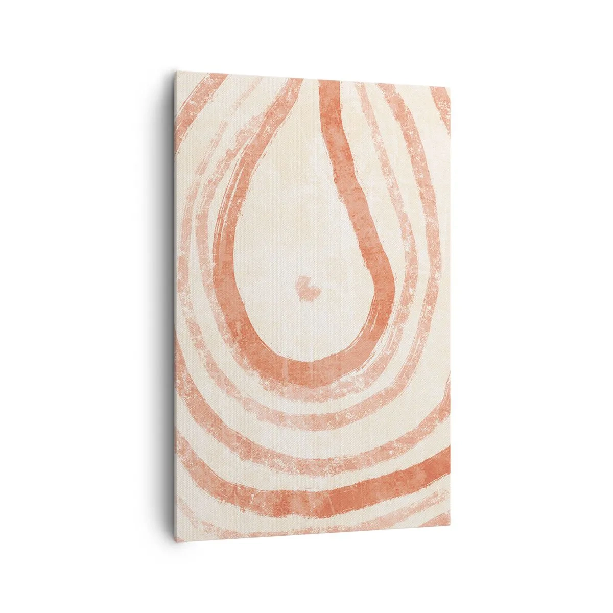 Bild auf Leinwand - Leinwandbild - Ein abstraktes Motiv aus konzentrischen Linien in Terrakotta-Tönen. - 80x120cm - Korallenkreise – Komposition - Moderne Wanddekoration für Wohnzimmer und Schlafzimmer ARTTOR