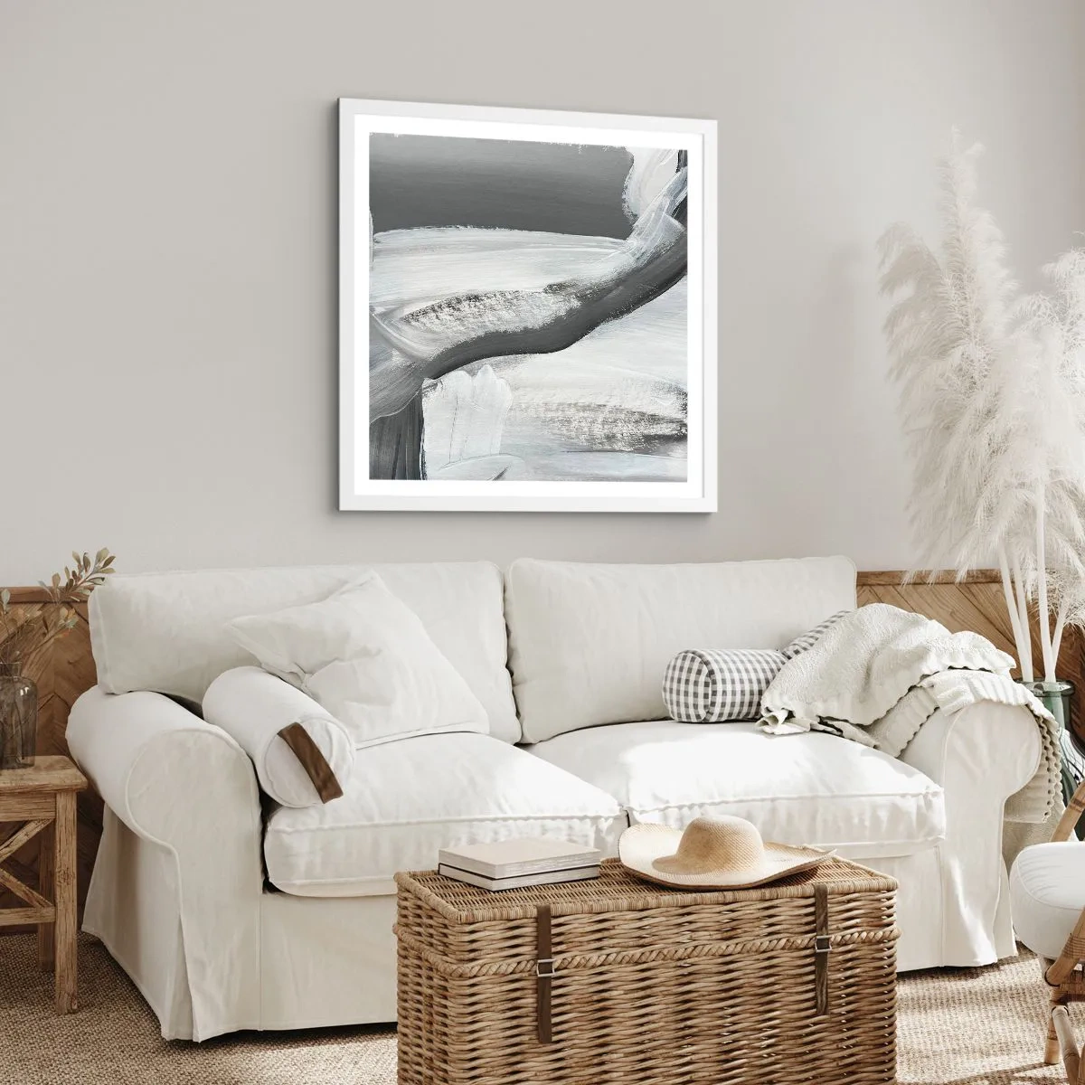 Poster in einem weißen Rahmen - Entscheidender Schritt - 60x60 cm