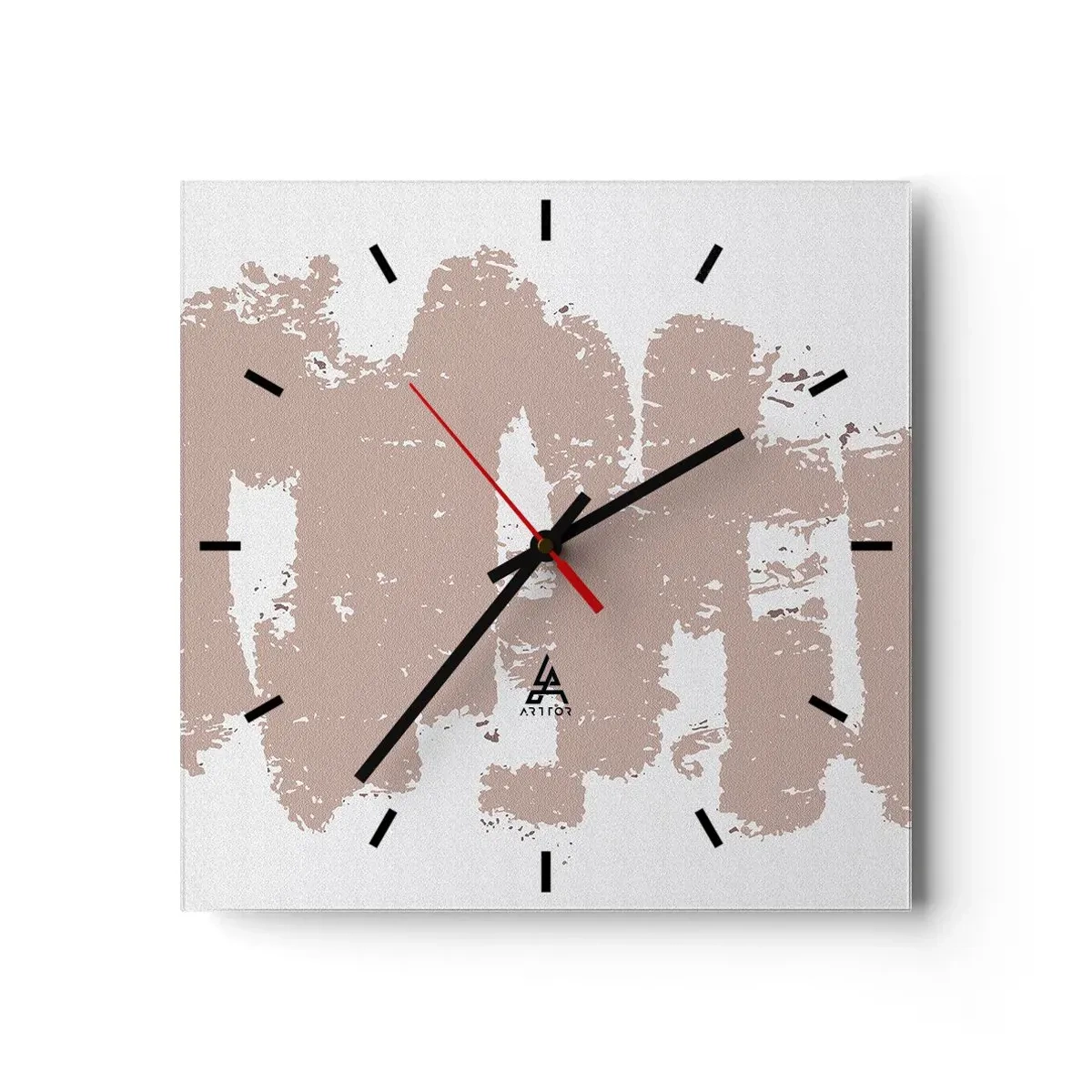 Wanduhr - Glasuhr - Abstraktion in zartem Rosa - 40x40 cm