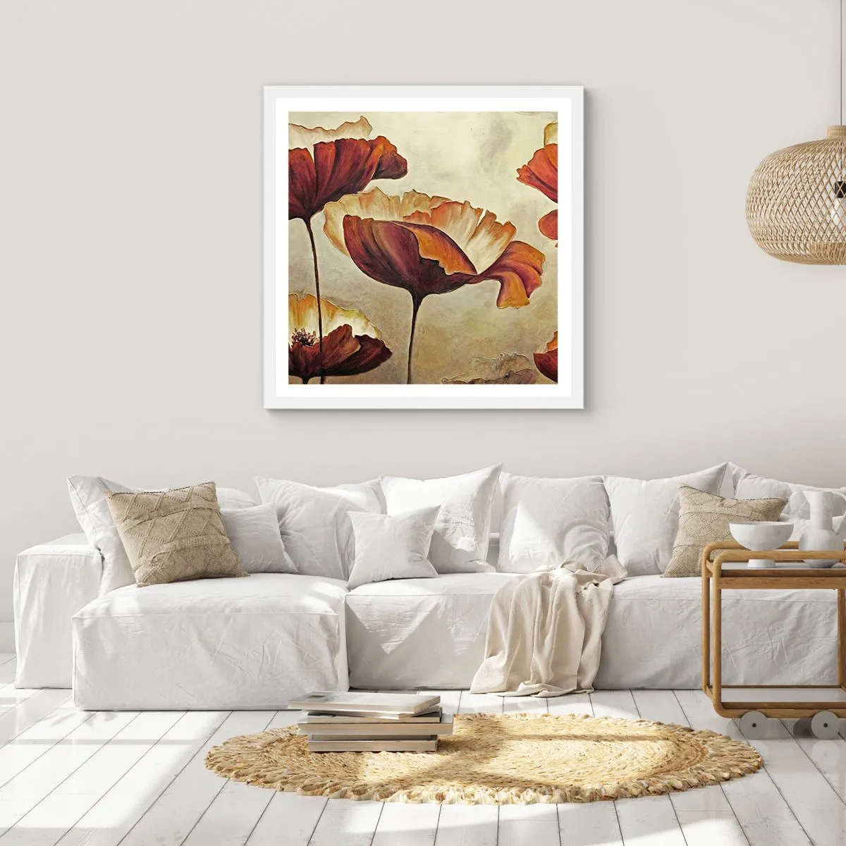 Poster in einem weißen Rahmen - Weideland - 50x50 cm