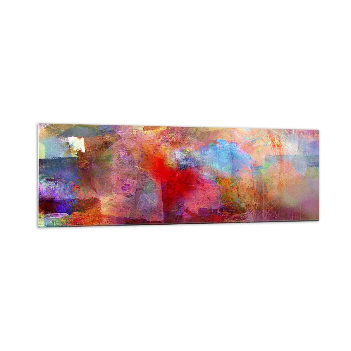 Glasbild - Bild auf glas - Bunte Abstraktion in warmen und kühlen Farbtönen - 160x50cm - Schau in den Regenbogen - Moderne Wanddekoration für Wohnzimmer und Schlafzimmer ARTTOR