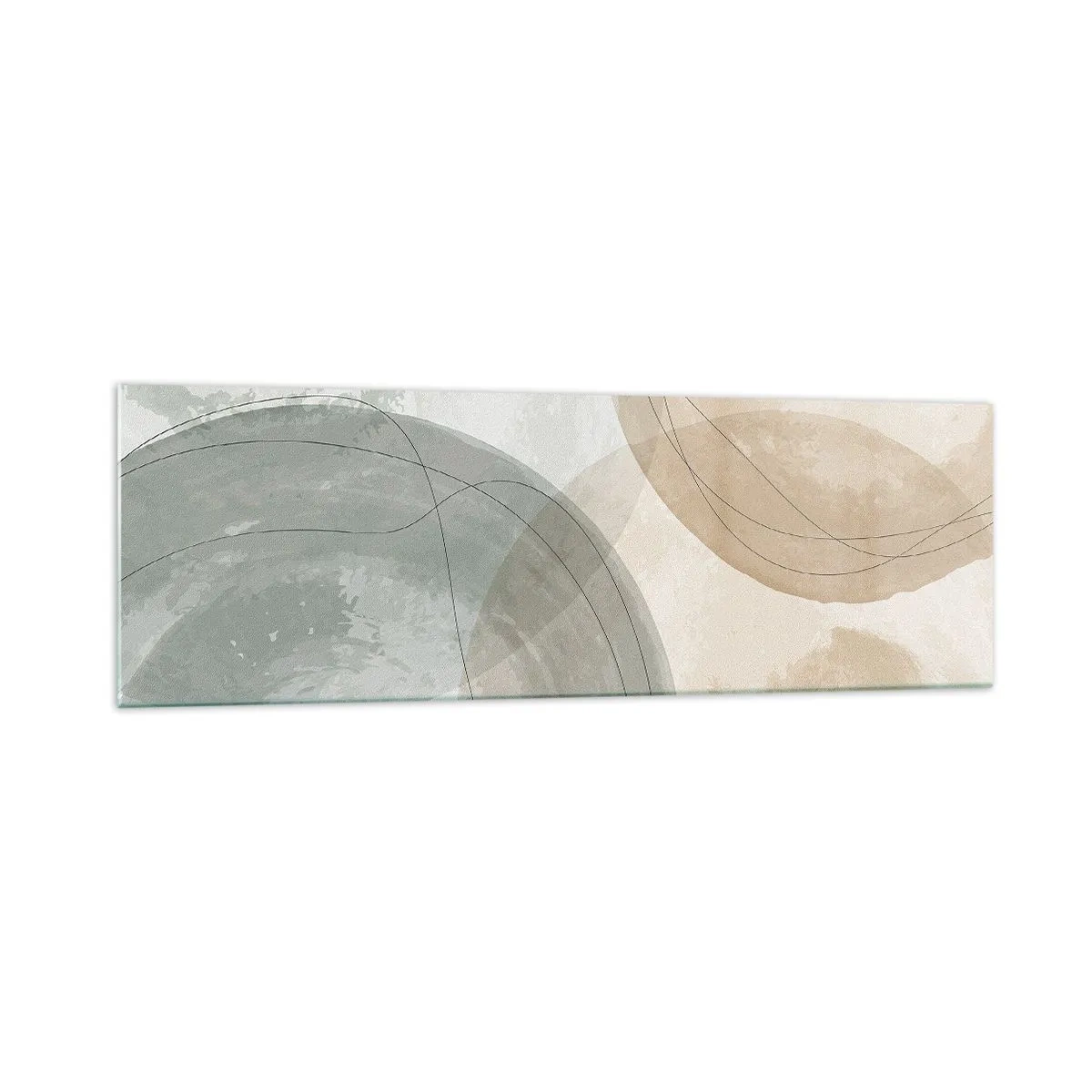 Glasbild - Bild auf glas - Abstrakte Komposition in Pastellfarben mit Linien - 160x50cm - Welten durchdringen - Moderne Wanddekoration für Wohnzimmer und Schlafzimmer ARTTOR