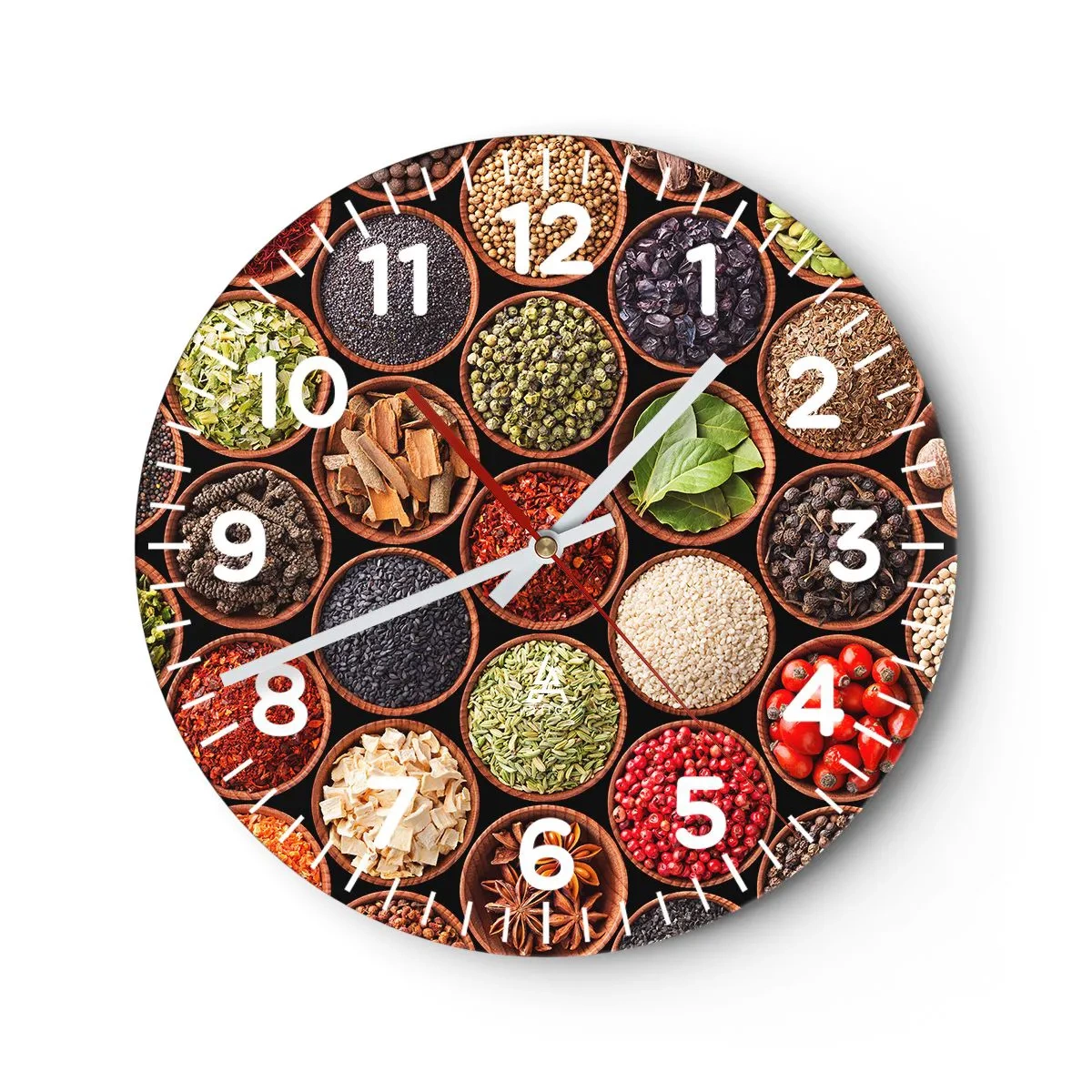 Wanduhr - Glasuhr - Alle Aromen der Welt - 40x40 cm