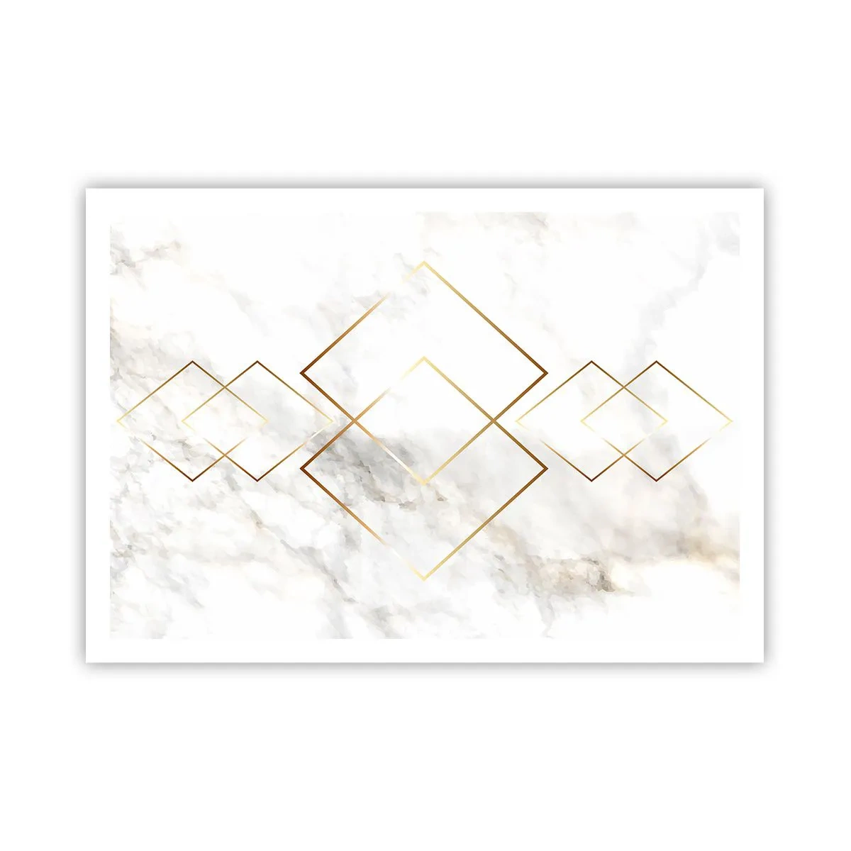 Poster - Minimalistische goldene Rauten auf Marmorhintergrund - 100x70cm - Ein Blick in die Unendlichkeit - Moderne Wanddekoration für Wohnzimmer und Schlafzimmer ARTTOR