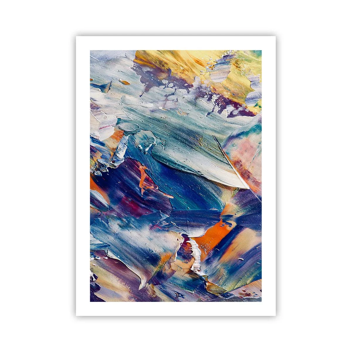 Poster - Abstrakte Komposition mit bunten Pinselstrichen - 50x70cm - Farbverwirrung - Moderne Wanddekoration für Wohnzimmer und Schlafzimmer ARTTOR