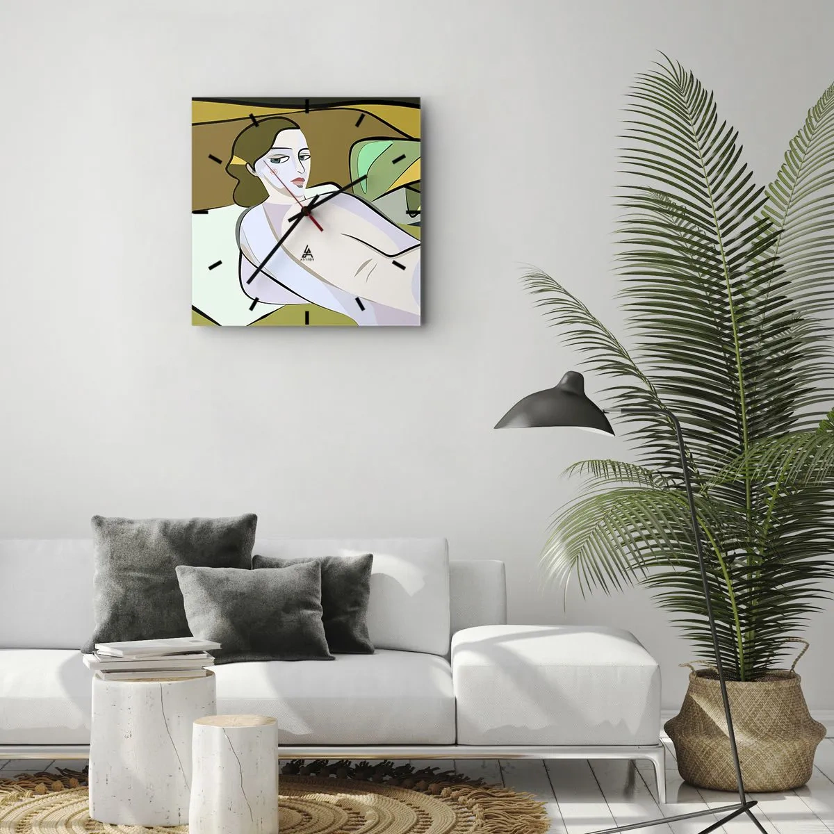 Wanduhr - Glasuhr - Abstrakte Figur im modernen Stil - 30x30cm - Intimes Porträt - Moderne Wanddekoration für Wohnzimmer und Schlafzimmer ARTTOR