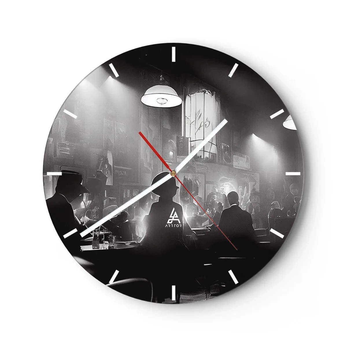 Wanduhr - Glasuhr - In Jazz-Atmosphäre - 40x40 cm