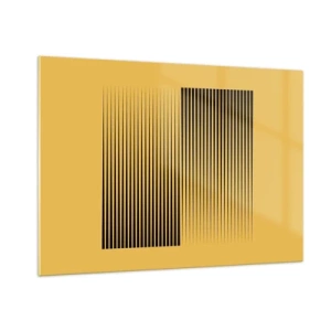 Glasbild - Bild auf glas - Schwarze vertikale Linien erzeugen eine geometrische Illusion - 100x70cm - Quadratur der Gegensätze - Moderne Wanddekoration für Wohnzimmer und Schlafzimmer ARTTOR