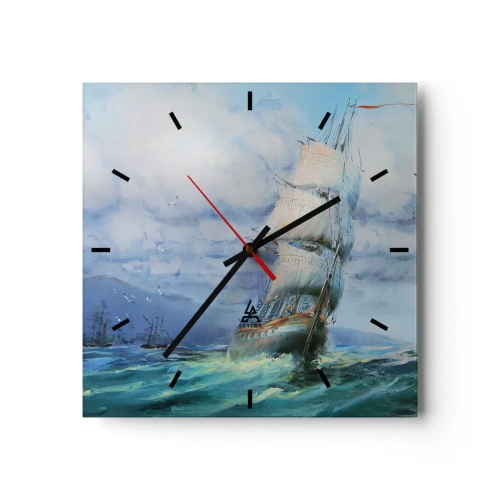 Wanduhr - Glasuhr - Guter Wind - 40x40 cm