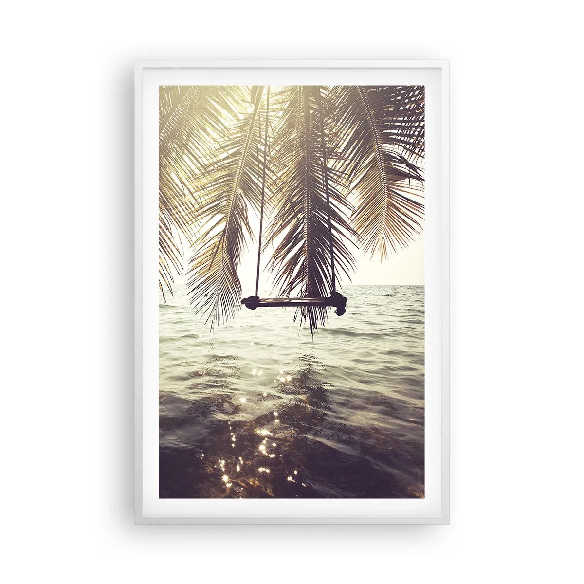 Poster in einem weißen Rahmen - Sie können nach Belieben in den Wolken schwingen - 61x91 cm