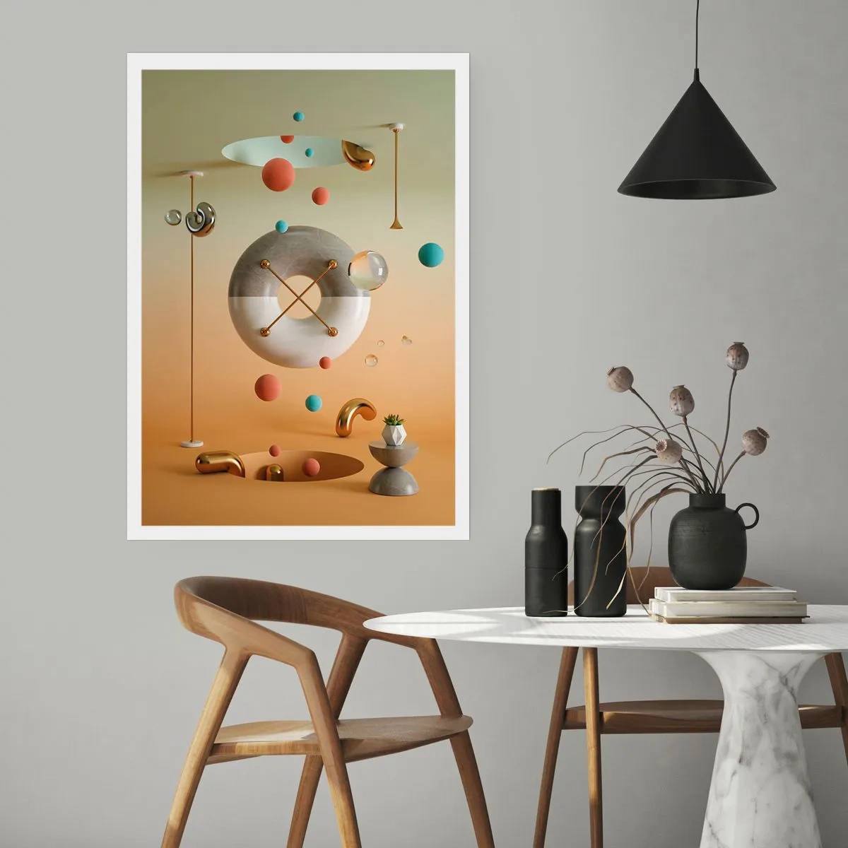 Poster - Eine abstrakte Komposition aus geometrischen Formen in warmen Farben. - 50x70cm - Alles kann passieren - Moderne Wanddekoration für Wohnzimmer und Schlafzimmer ARTTOR