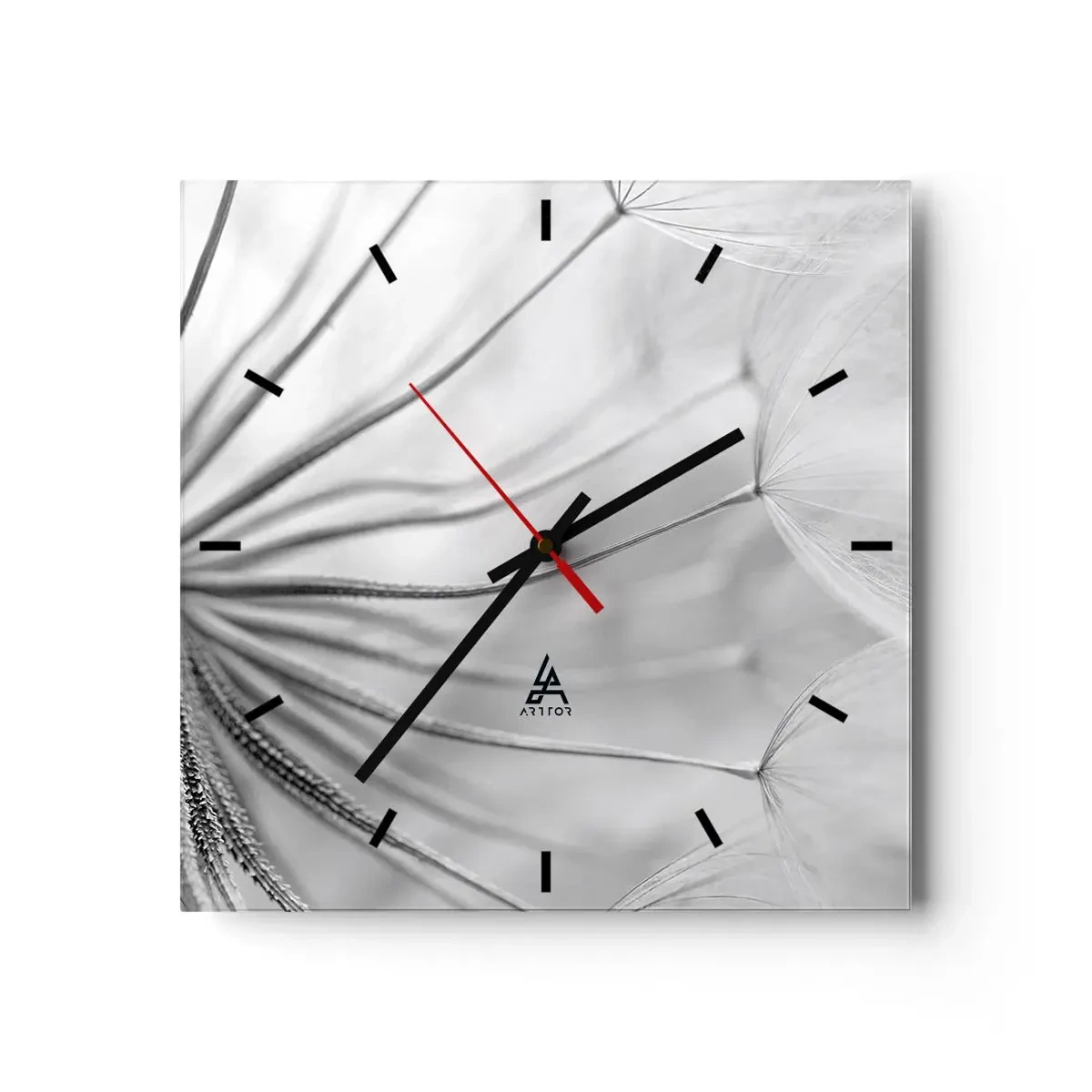 Wanduhr - Glasuhr - Löwenzahn, Drachen - 40x40 cm
